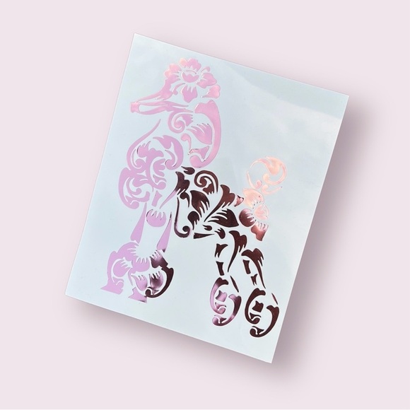 Fancy Poodle Decal Sticker Original Design in Metallic Rose Gold Dog Breed - Picture 3 of 9